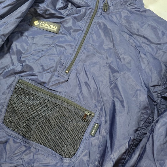 Columbia Packable Anorak‎ Jacket Navy Blue Mens L Rain windbreaker - Picture 2 of 9